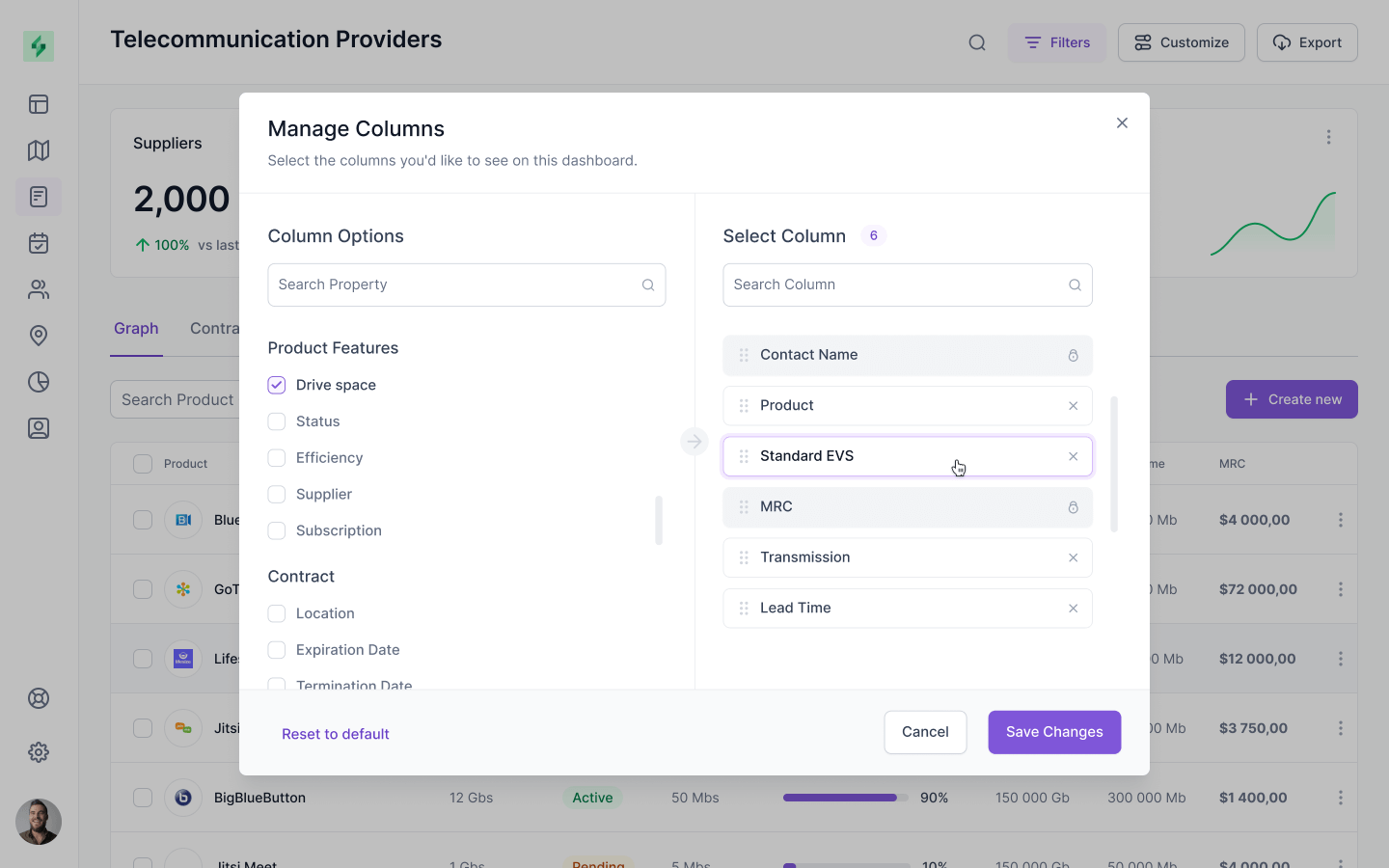 Columns Sorting