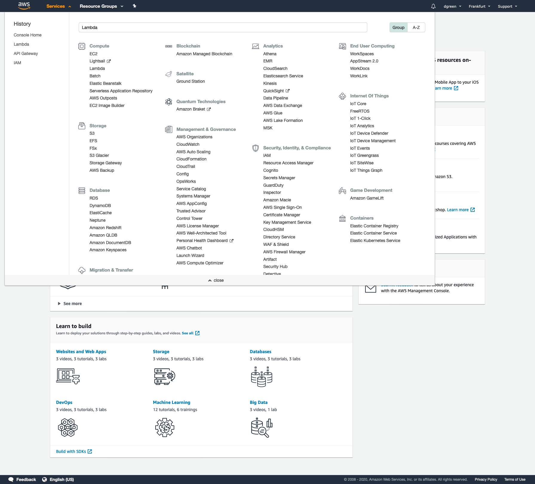 aws lambda service finder