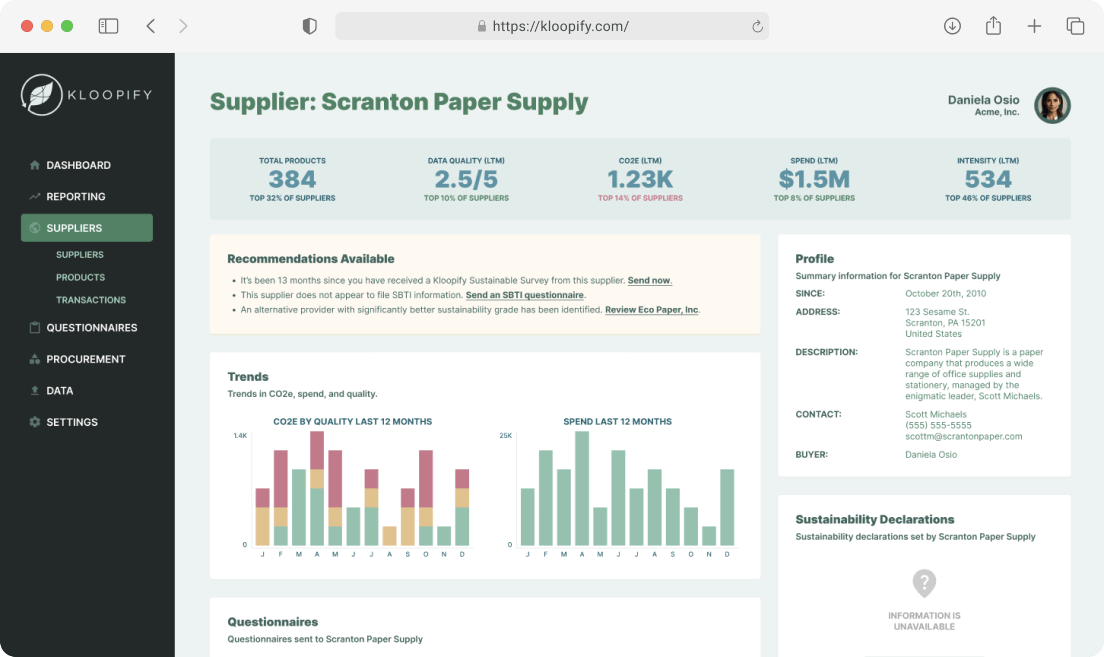 SaaS to Analyze Procurement Processes for Emissions Impact